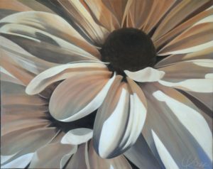 Mum 12 | 16x20 acrylic on canvas by Canadian Artist, Laurie Koss who is known for her big flower (macro floral) paintings in neutral tones.
